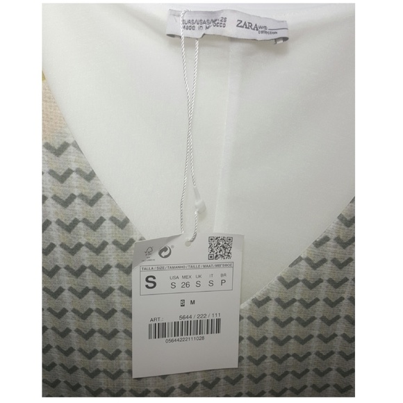 ZARA Geomix Print Crop Top, V-Neck - Picture 4 of 5